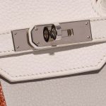Hermès BirkinClub 35 White-GrisPerle-Sanguine Closing System  | Sell your designer bag on Saclab.com
