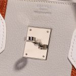 Hermès BirkinClub 35 White-GrisPerle-Sanguine Logo  | Sell your designer bag on Saclab.com