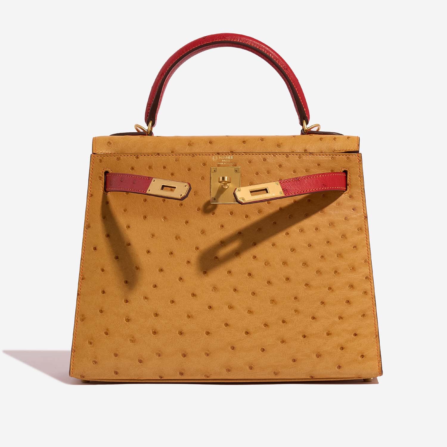 Hermès Kelly 28 Gold-RougeVif 3FO S | Verkaufen Sie Ihre Designertasche auf Saclab.com