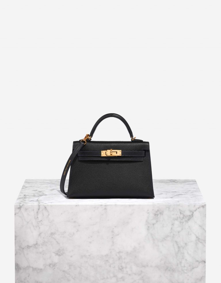 Pre-owned Hermès bag Kelly HSS Mini Epsom Black / Blue Indigo Black Front | Sell your designer bag on Saclab.com