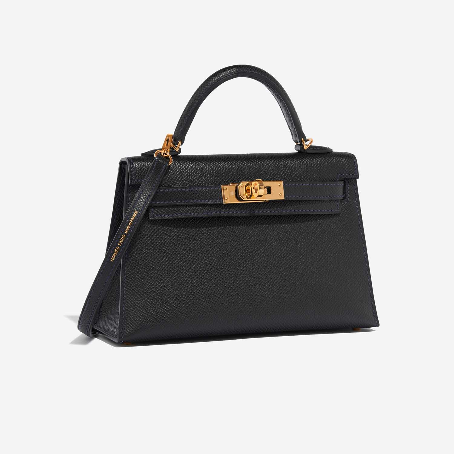 Pre-owned Hermès Tasche Kelly HSS Mini Epsom Schwarz / Blau Indigo Schwarz Side Front | Verkaufen Sie Ihre Designer-Tasche auf Saclab.com