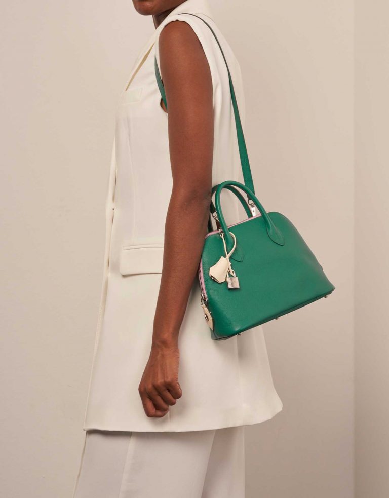 Hermès Bolide 27 VertJade-MauveSylvestre-Nata Front  | Sell your designer bag on Saclab.com