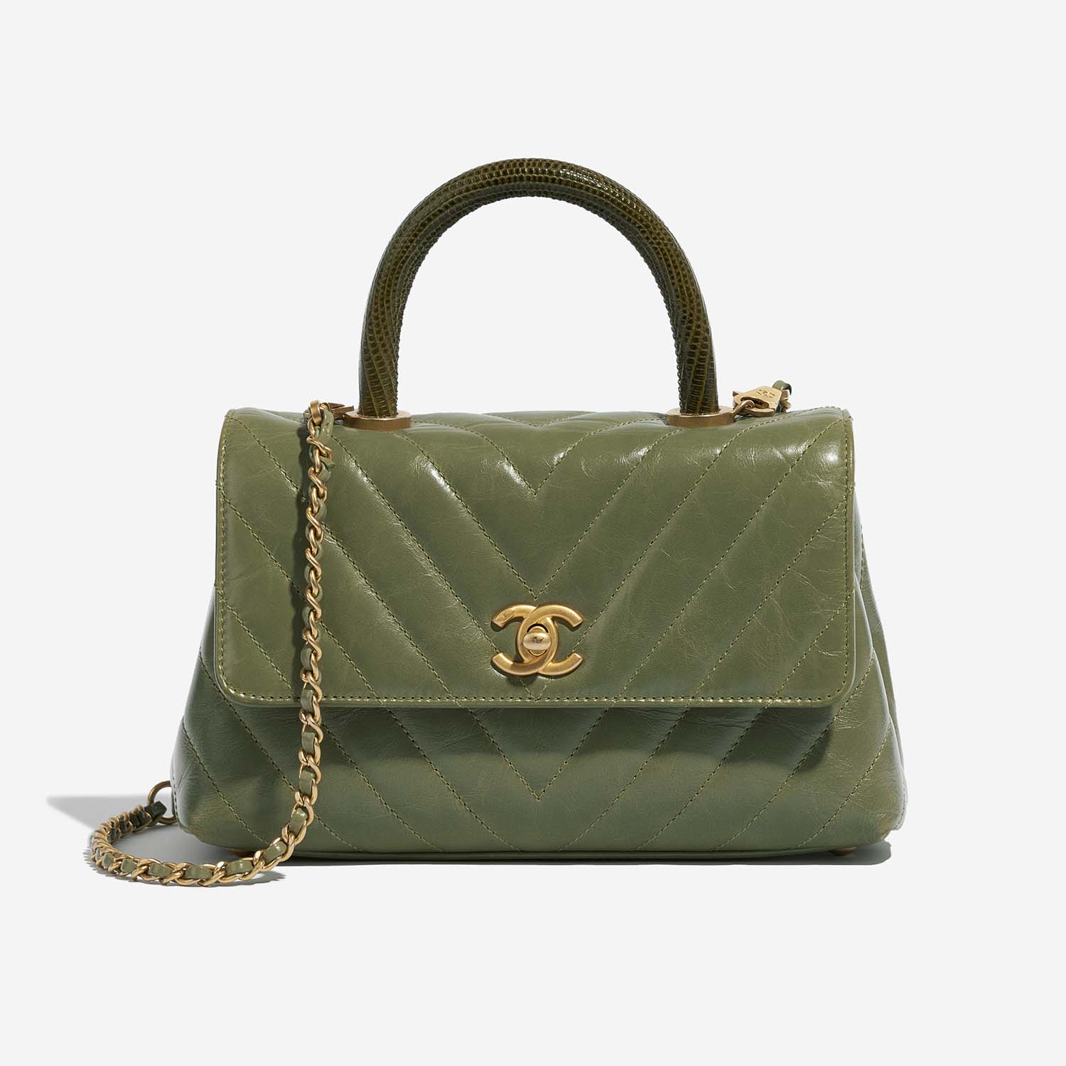 Chanel TimelessHandle Small Green Front  | Sell your designer bag on Saclab.com