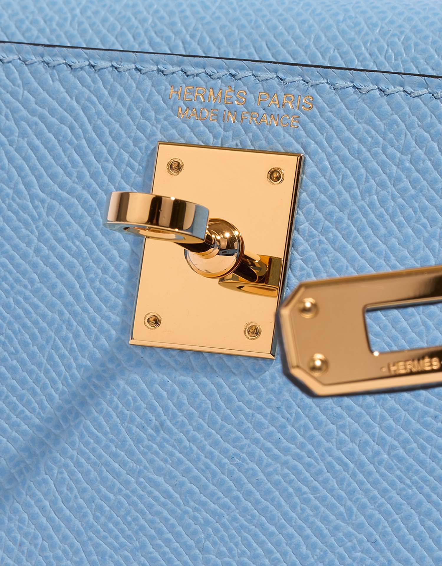 Hermès Kelly Mini BlueCelest Logo  | Sell your designer bag on Saclab.com
