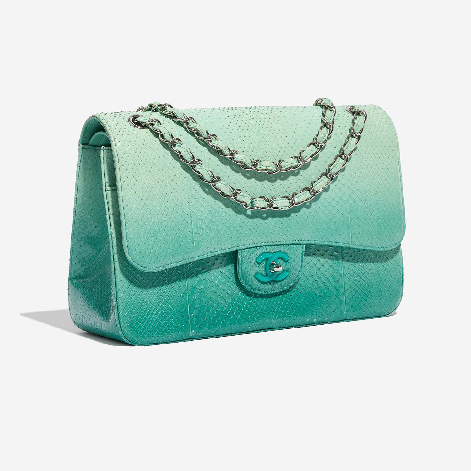 Chanel Timeless Jumbo Turquoise Side Front  | Sell your designer bag on Saclab.com