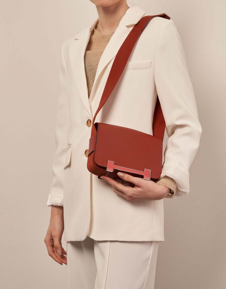 Hermès Geta OneSize Cuivre-RoseTexas Front  | Sell your designer bag on Saclab.com