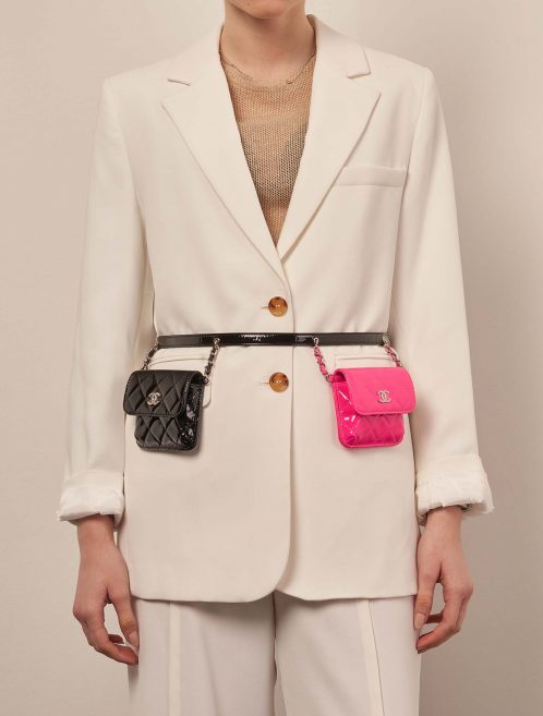 Chanel DoubleWaistBag Mini Schwarz-Rosa 1M | Verkaufen Sie Ihre Designer-Tasche auf Saclab.com