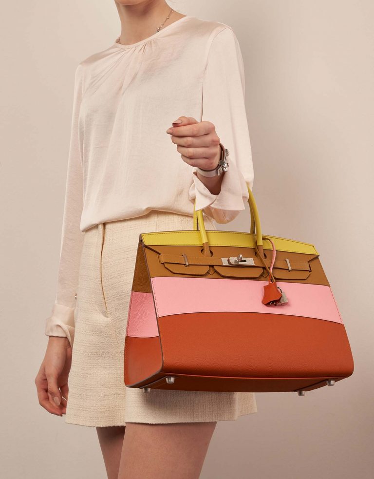 Hermès Birkin 35 Lime-Rose-Sesame-TerreBattue 0F | Sell your designer bag on Saclab.com