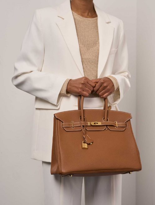 Pre-owned Hermès bag Birkin 35 Togo Gold Brown | Sell your designer bag on Saclab.com