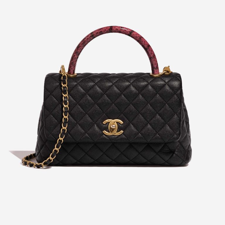 Chanel TimelessHandle Medium Black-Pink Front  | Sell your designer bag on Saclab.com