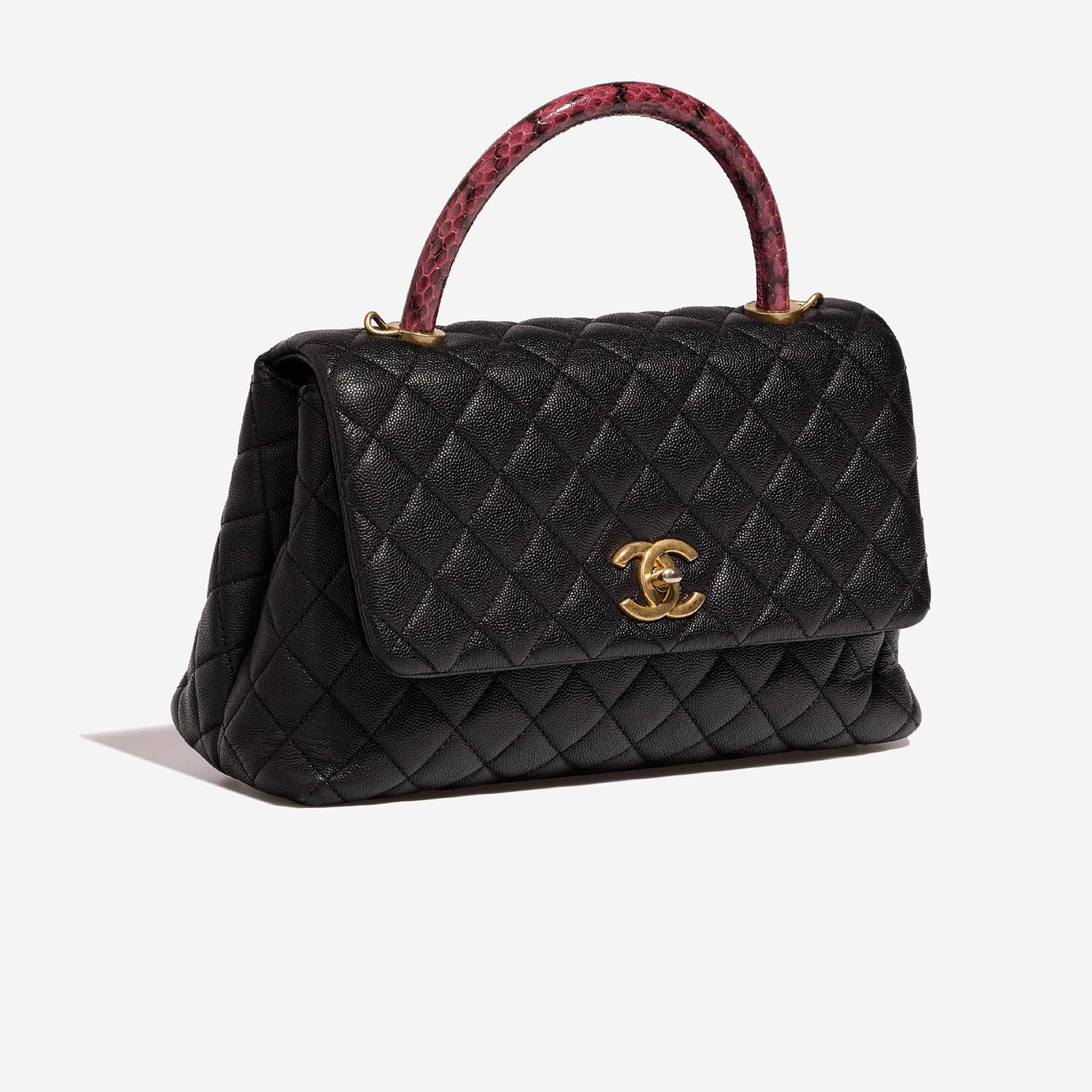 Chanel TimelessHandle Medium Black-Pink Side Front  | Sell your designer bag on Saclab.com