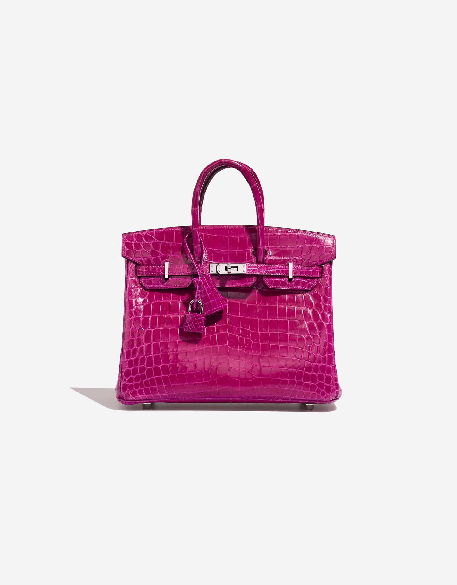 Hermes Kelly 25 Bag Sellier Rose Pourpre Crocodile Palladium