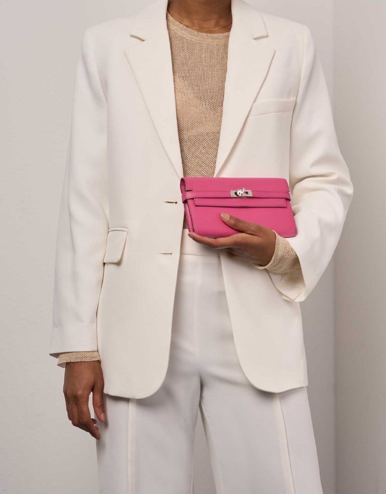 Gebrauchte Hermès Tasche Kelly Long Wallet Chèvre Mysore Rose Tyrien Pink | Verkaufen Sie Ihre Designer-Tasche auf Saclab.com