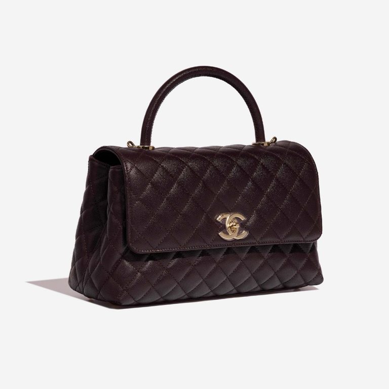 Pre-owned Chanel bag Timeless Handle Medium Caviar Dark Plum Brown, Violet | Sell your designer bag on Saclab.com