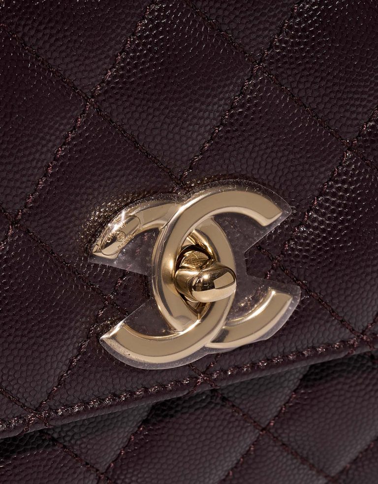 Pre-owned Chanel bag Timeless Handle Medium Caviar Dark Plum Brown, Violet | Sell your designer bag on Saclab.com