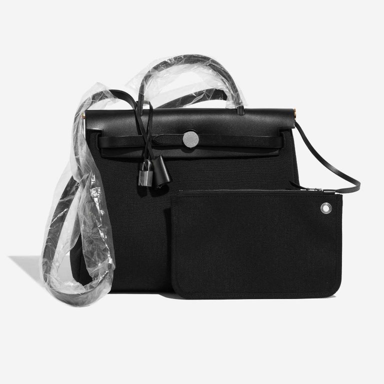 Pre-owned Hermès bag Herbag 31 Toile / Vache Hunter Black Black | Sell your designer bag on Saclab.com