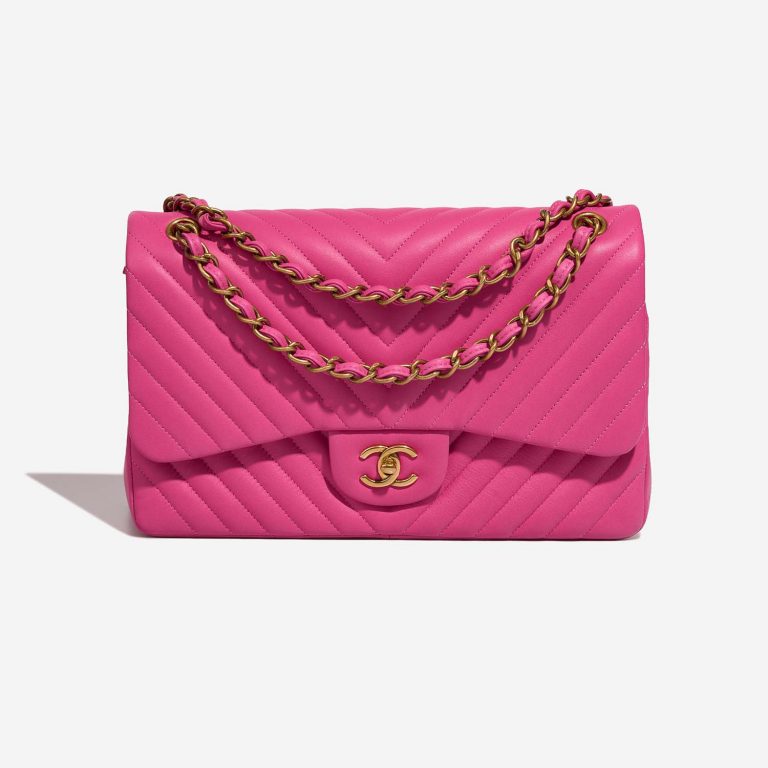 Gebrauchte Chanel Tasche Timeless Chevron Jumbo Lammleder Hot Pink Pink | Verkaufen Sie Ihre Designer-Tasche auf Saclab.com