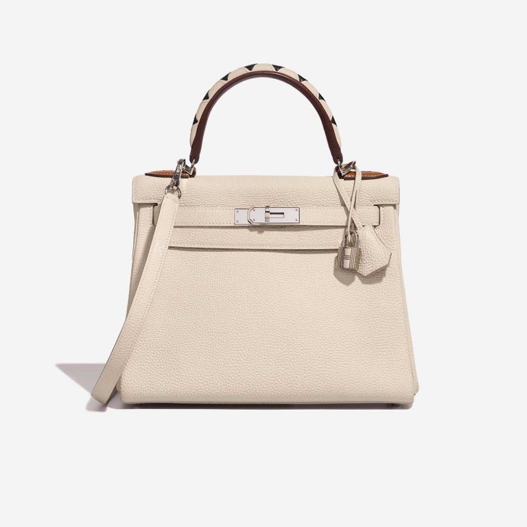 Pre-owned Hermès bag Kelly 28 Au Galop Togo Craie / Black / Fauve / Rouge H Beige, Multicolour | Sell your designer bag on Saclab.com