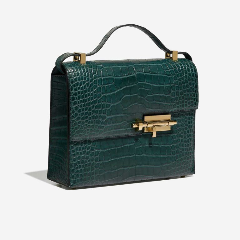 Pre-owned Hermès bag Verrou 23 Matte Alligator Malachite Blue, Green | Sell your designer bag on Saclab.com