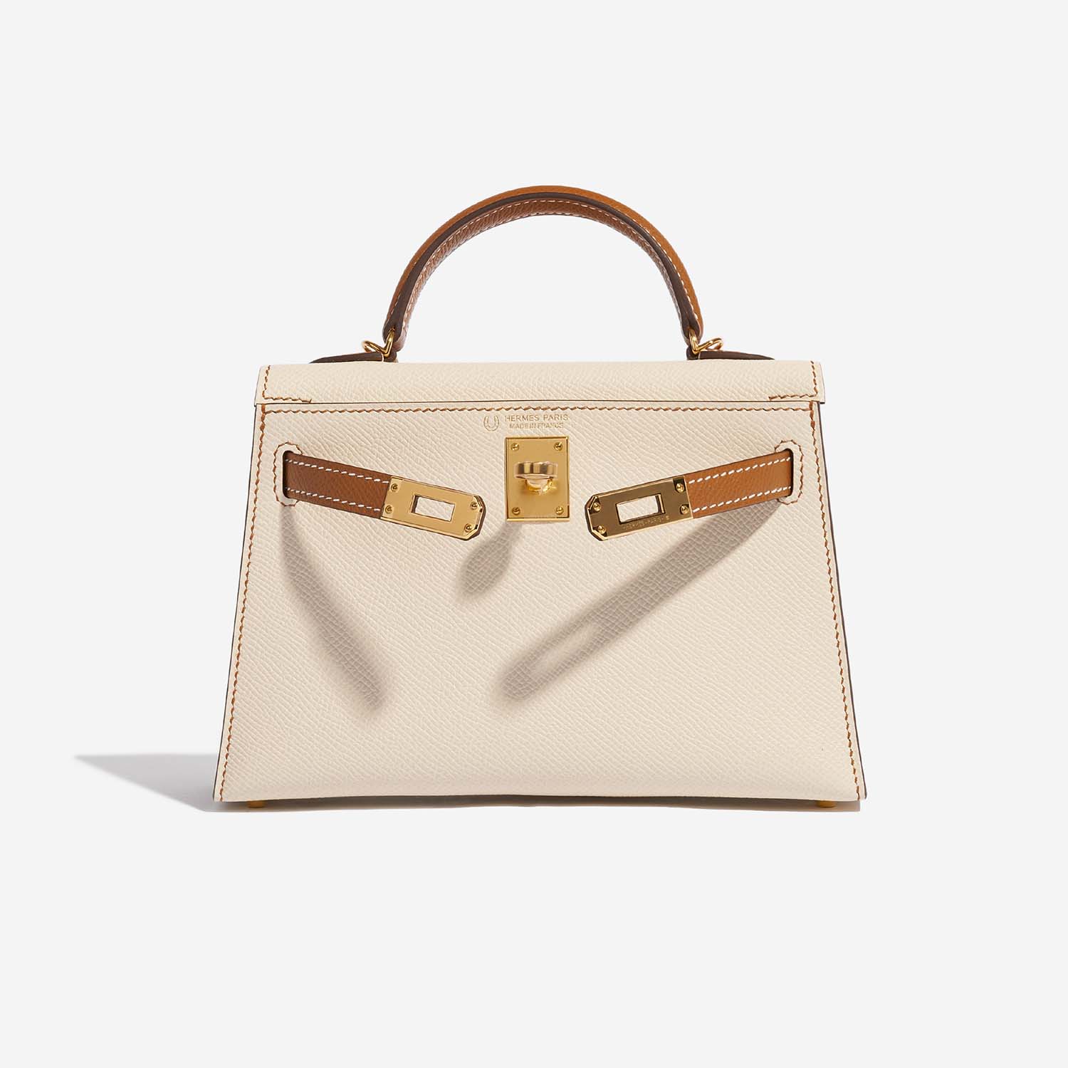 Hermès KellyHSS Mini Craie-Gold Front Open | Sell your designer bag on Saclab.com