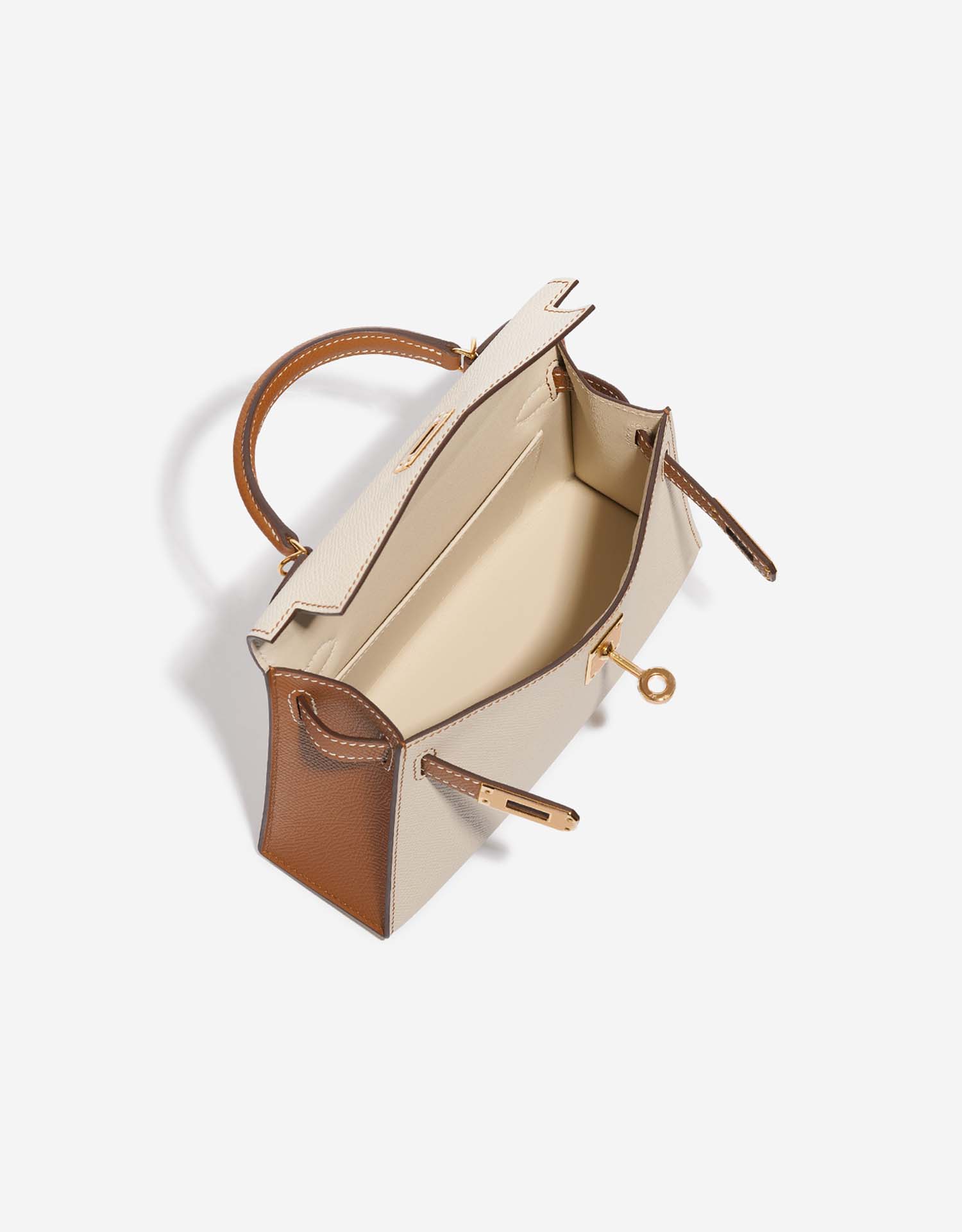 Hermès KellyHSS Mini Craie-Gold Inside  | Sell your designer bag on Saclab.com