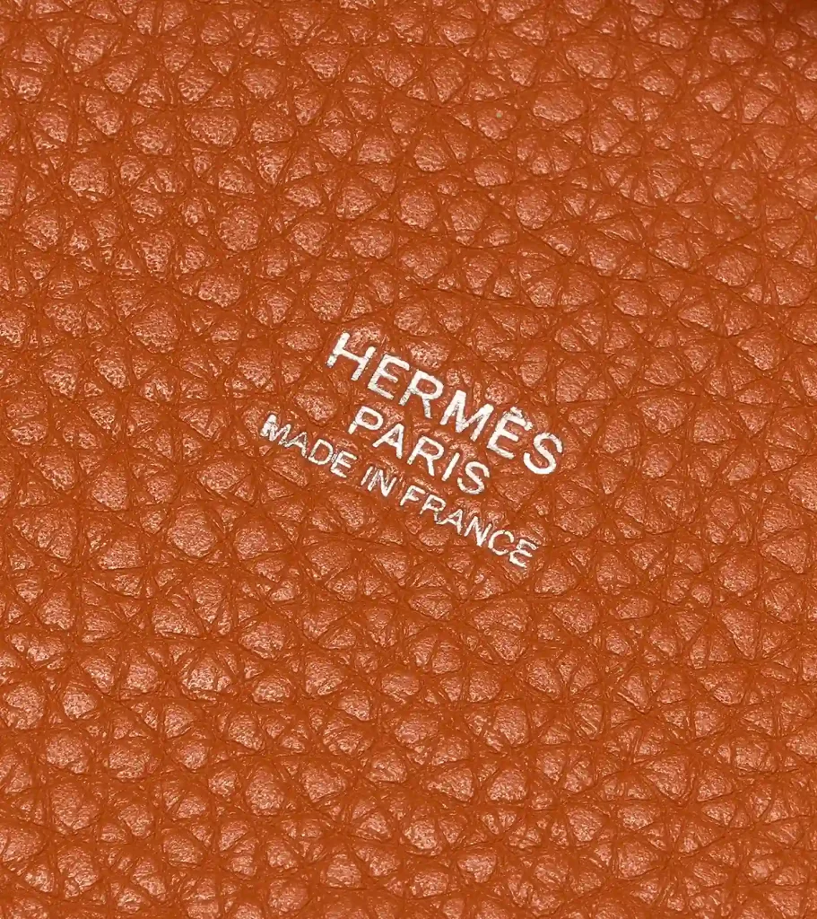 Details on an Orange Picotin 18 from Taurillon Clemence Leather