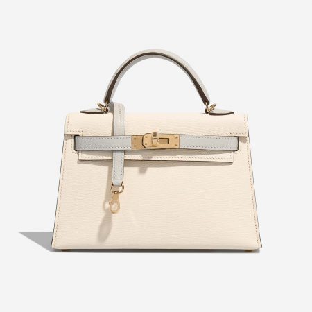 Hermès Kelly HSS Mini Chèvre Mysore Nata / Gris Perle | SACLÀB