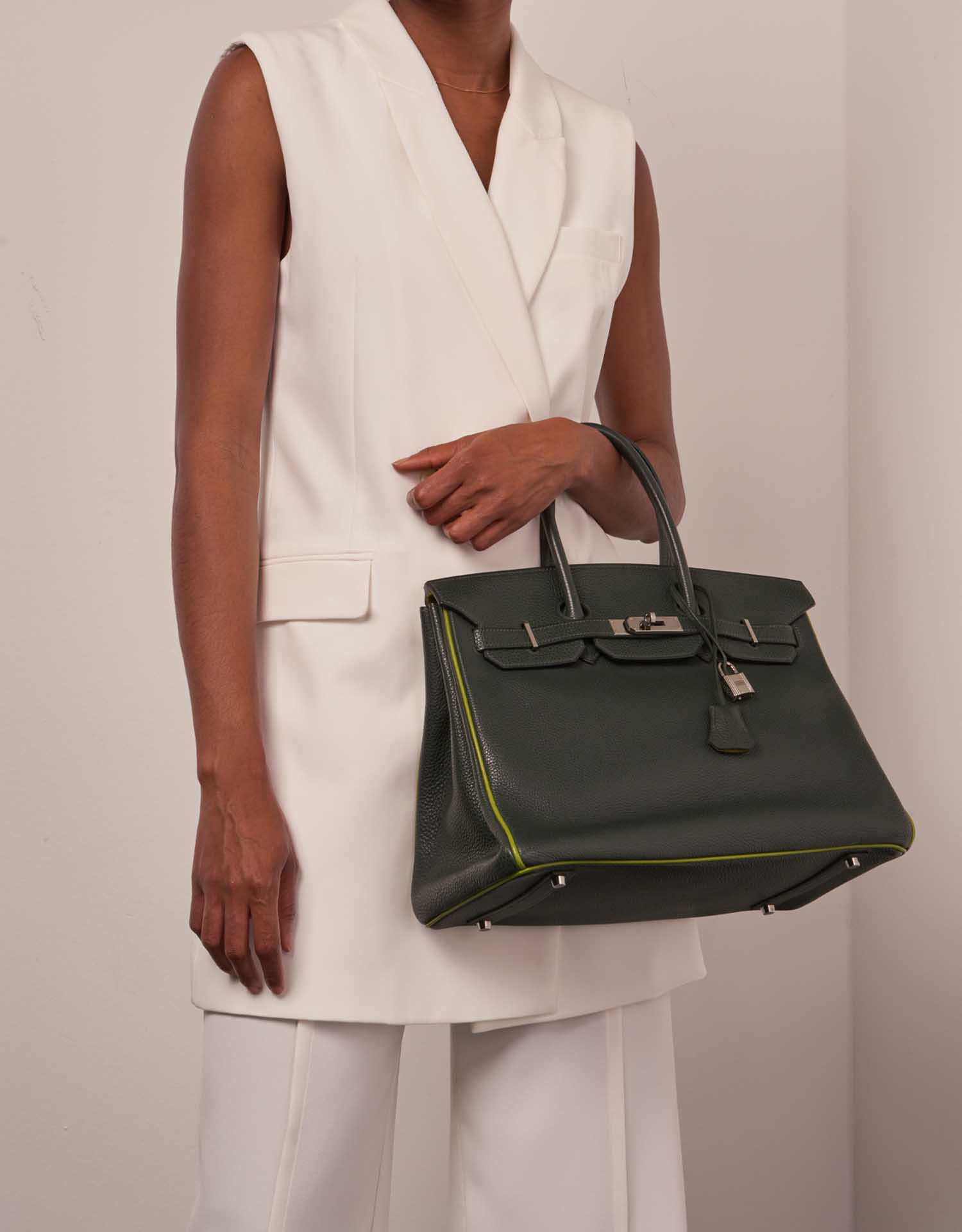 Hermès Birkin 35 VertFonce-VertChartreuse-VertAnis Sizes Worn | Sell your designer bag on Saclab.com