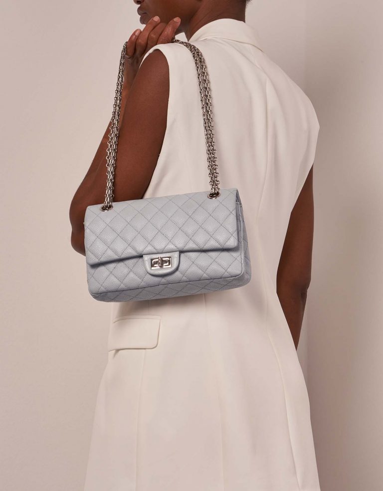 Chanel 255Reissue 225 LightBlue Front  | Sell your designer bag on Saclab.com