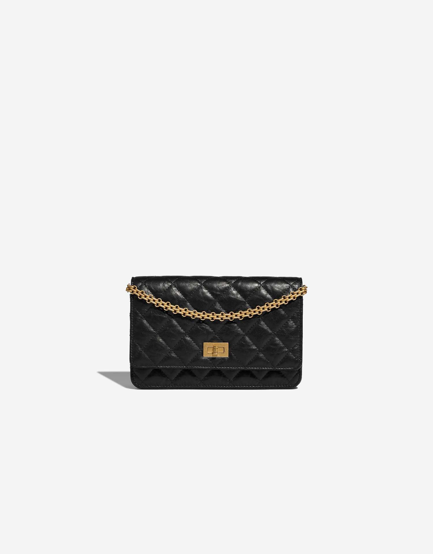 Chanel All Black Quilted Leather Reissue 255 Wallet On Chain  STYLISHTOP