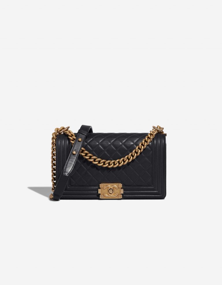 Pre-owned Chanel Tasche Boy Old Medium Dark Plume Black Front | Verkaufen Sie Ihre Designer-Tasche auf Saclab.com