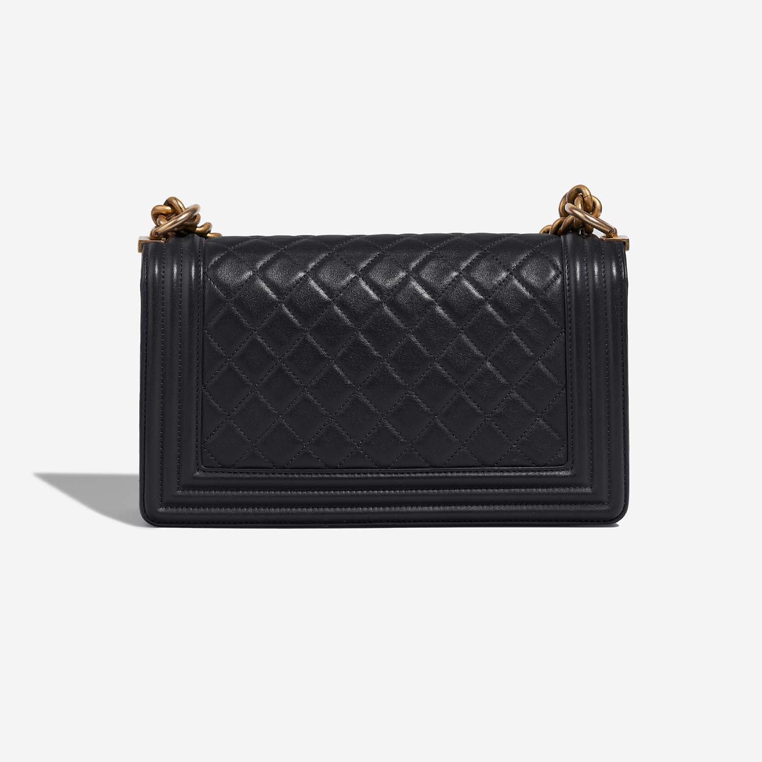 Pre-owned Chanel bag Boy Old Medium Dark Plume Black Back | Sell your designer bag on Saclab.com