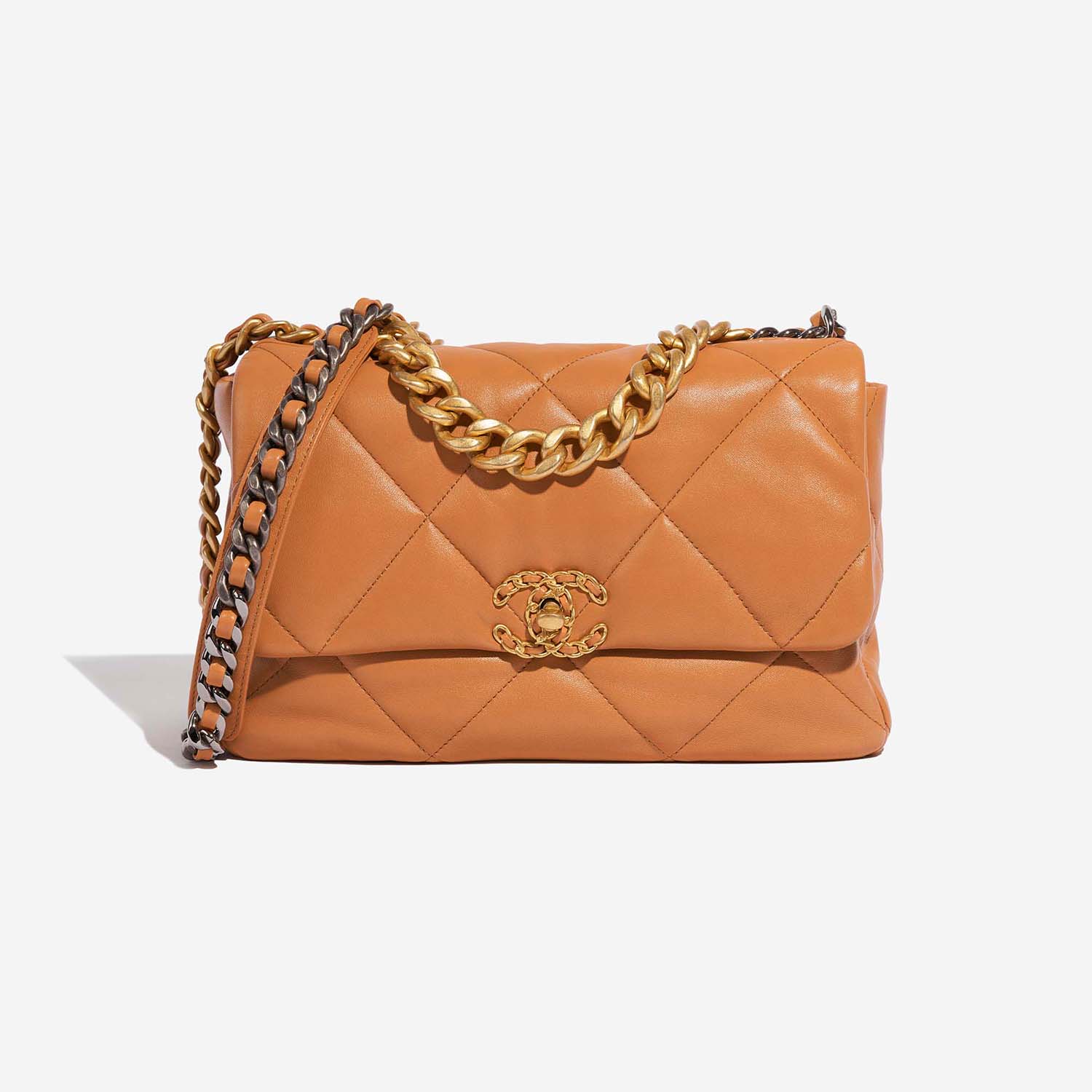 Chanel 19 Large Flap Bag Cognac Front  | Sell your designer bag on Saclab.com