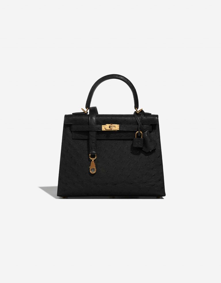 Hermes Kelly 25 Ostrich Black SACLAB