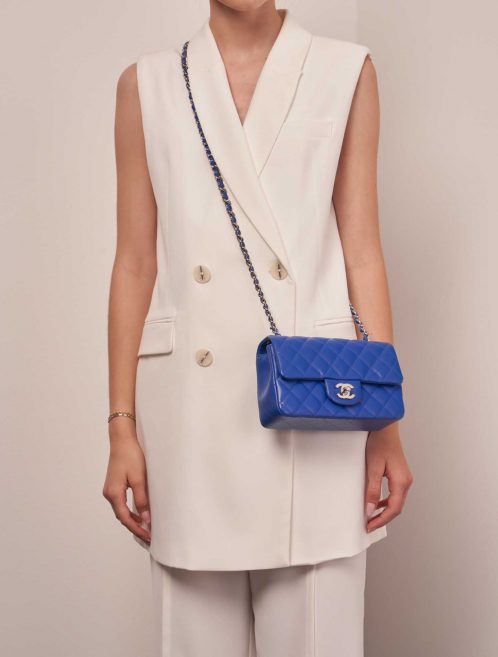 Chanel Timeless MiniRectangular Blue Sizes Worn | Sell your designer bag on Saclab.com