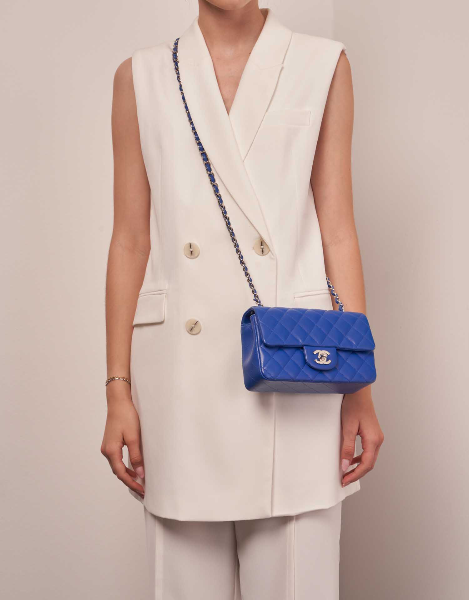Chanel Timeless MiniRectangular Blue Sizes Worn | Sell your designer bag on Saclab.com