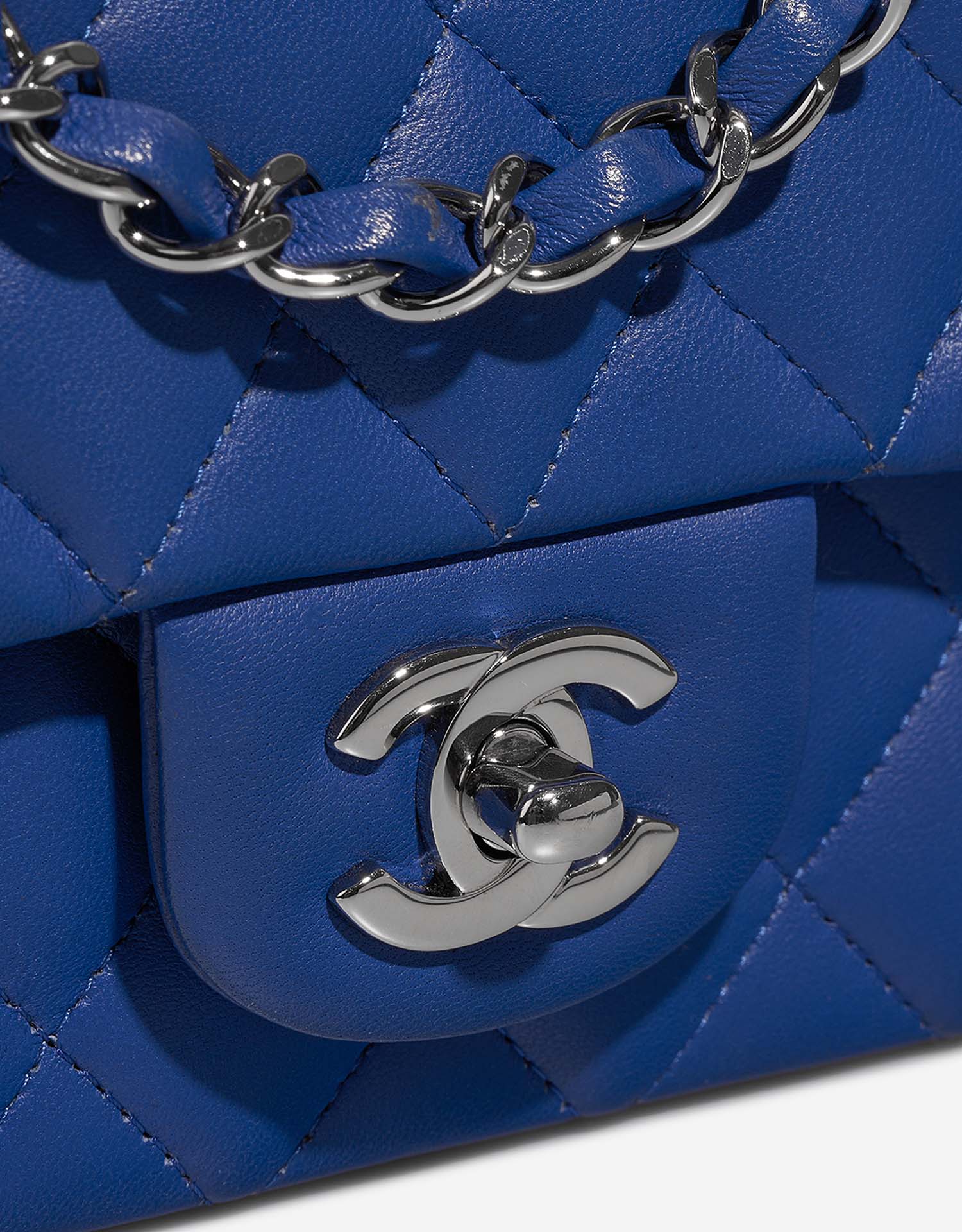 Chanel Mini Rectangular Flap in Cobalt Blue Velvet with Shiny Black Silver  Hardware  SOLD