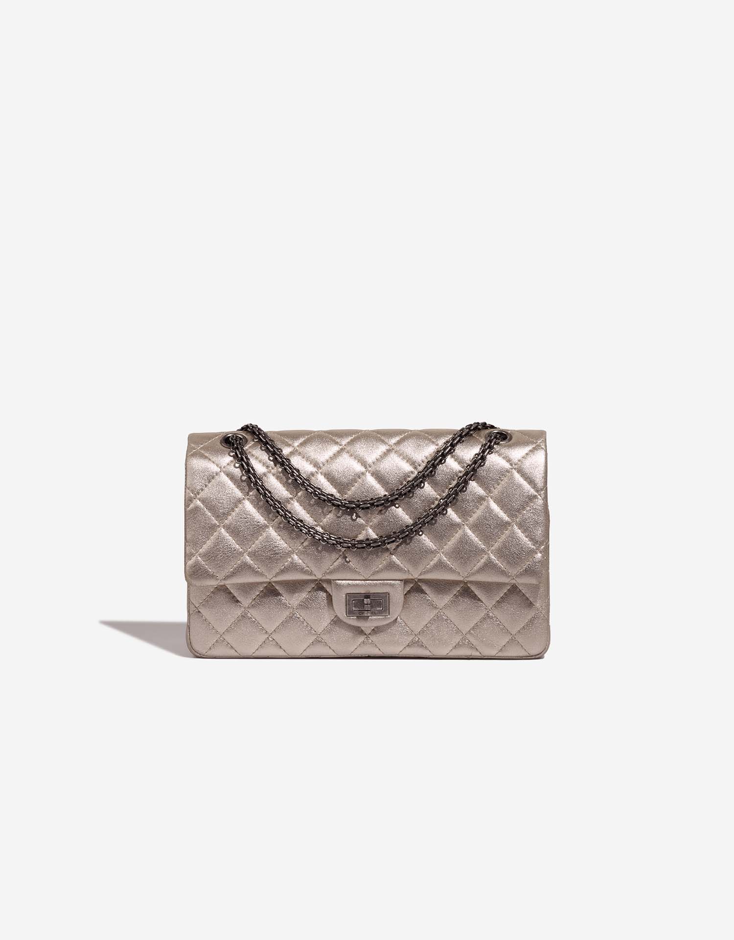 Chanel Silver Quilted Leather Reissue 2.55 Classic 226 Flap Bag