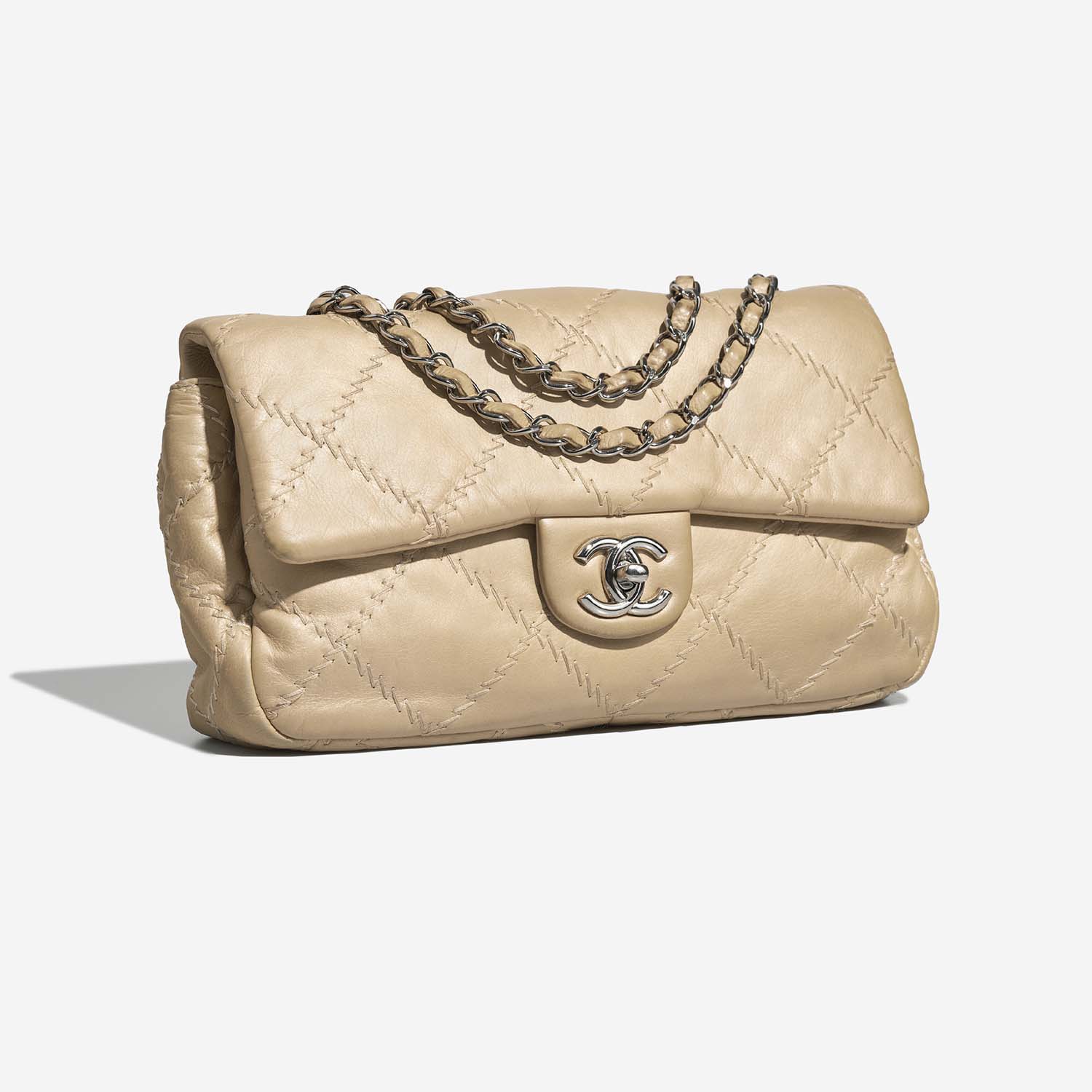 Chanel Timeless Medium Beige Side Front  | Sell your designer bag on Saclab.com