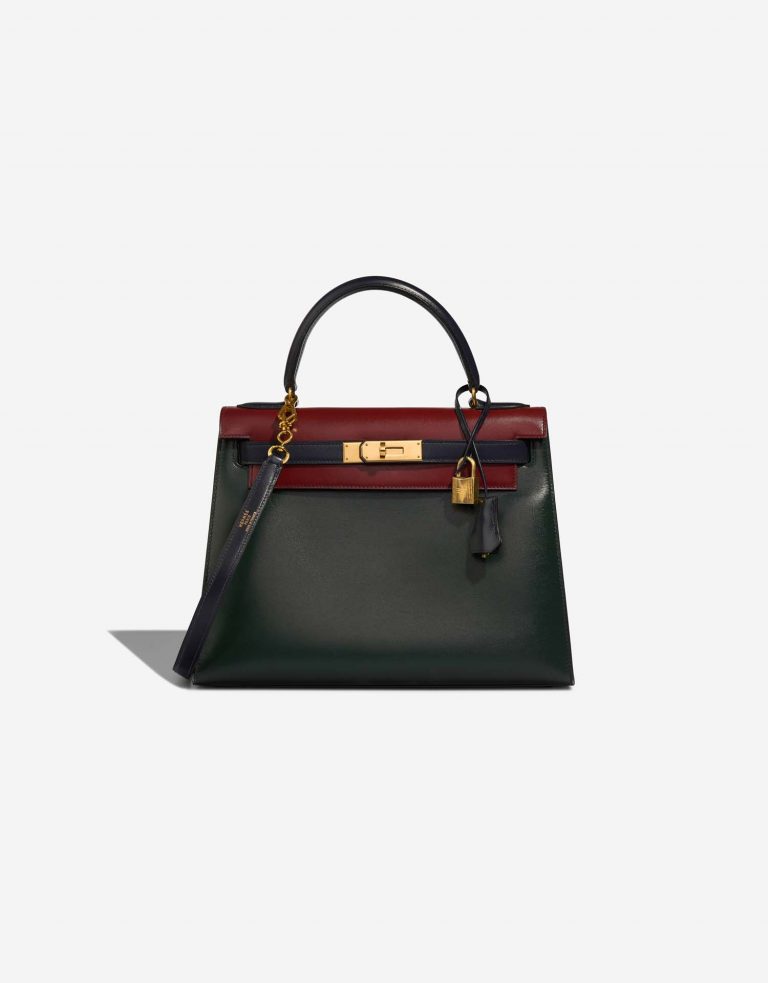 Hermès Kelly 28 VertFonce-RougeH-Indigo Front | Verkaufen Sie Ihre Designer-Tasche auf Saclab.com