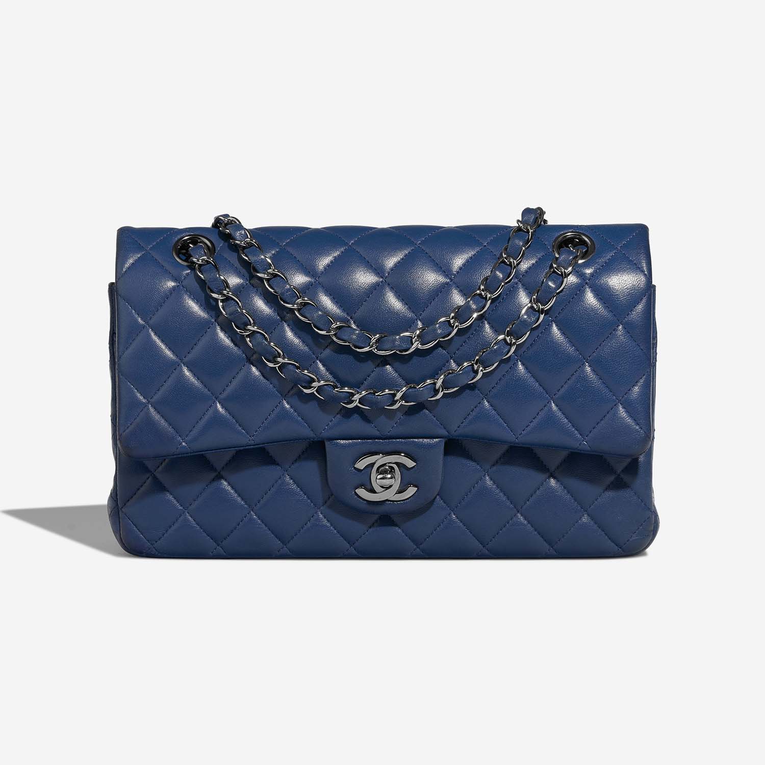 Chanel - Authenticated Timeless/Classique Handbag - Leather Blue Plain for Women, Very Good Condition