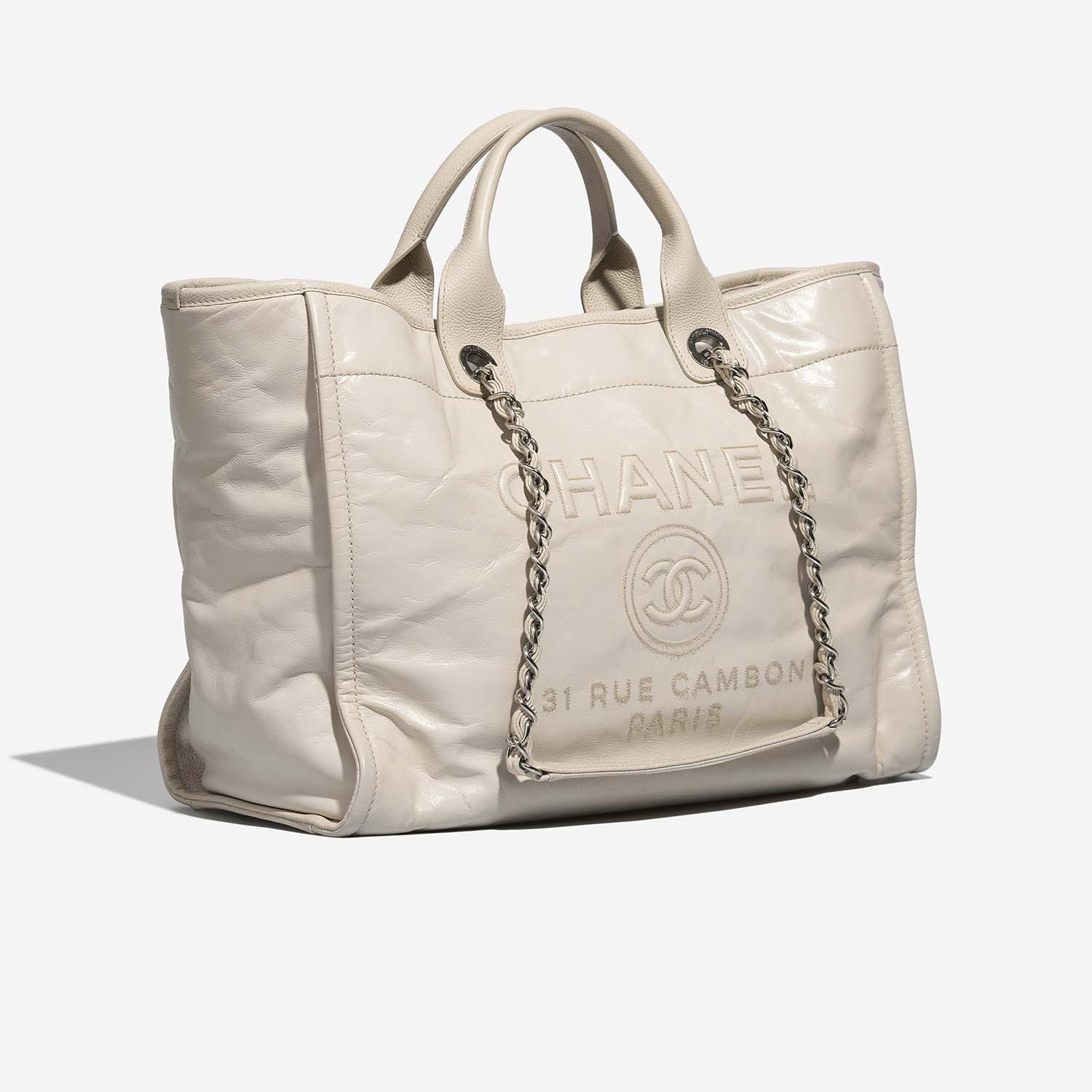 Chanel Deauville Medium White Side Front  | Sell your designer bag on Saclab.com
