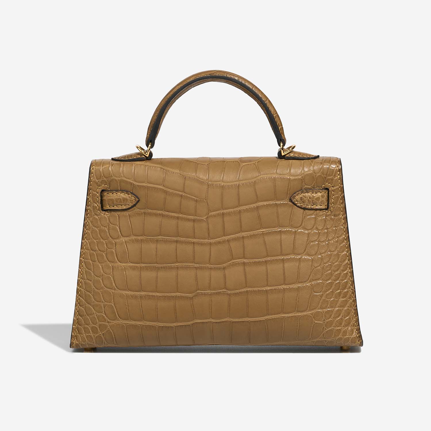 Pre-owned Hermès bag Kelly Mini Matte Alligator Kraft Brown Back | Sell your designer bag on Saclab.com