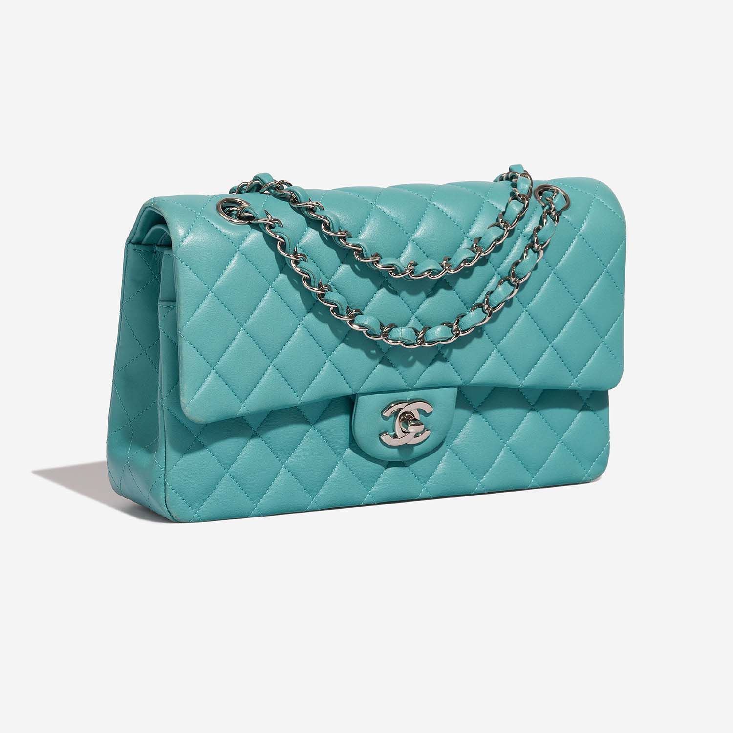 Chanel Timeless Medium Turquoise Side Front  | Sell your designer bag on Saclab.com