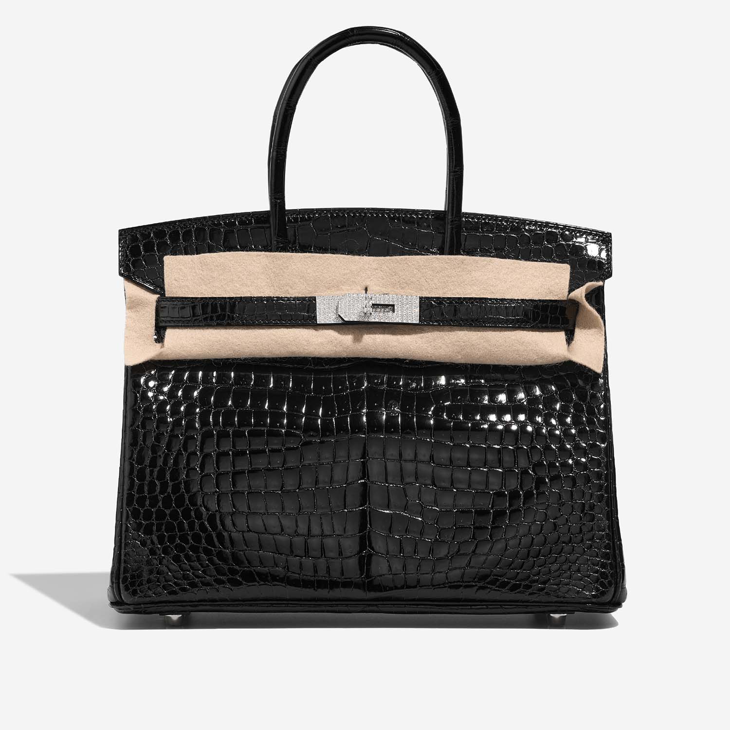 Hermès Birkin 30 Black Front Velt | Sell your designer bag on Saclab.com