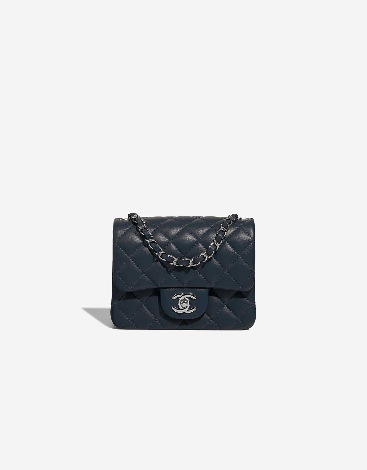 Chanel Mini Classic Flap Quilted Lambskin Bag in Two Tone Black