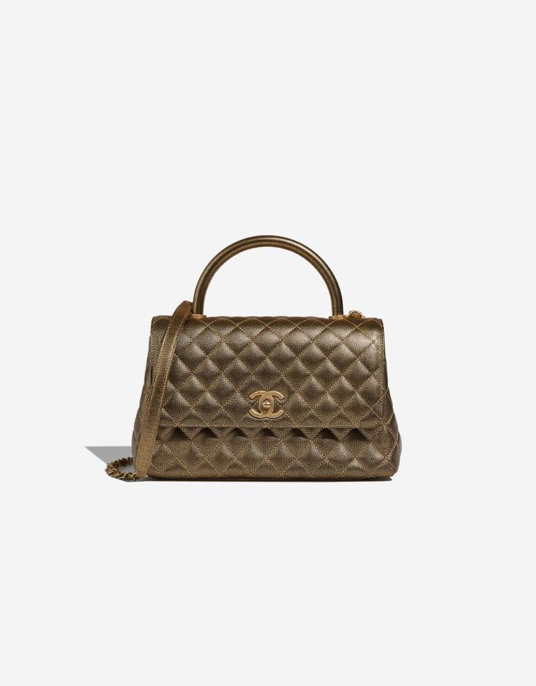 Chanel TimelessHandle Medium Gold-Black Front  | Sell your designer bag on Saclab.com