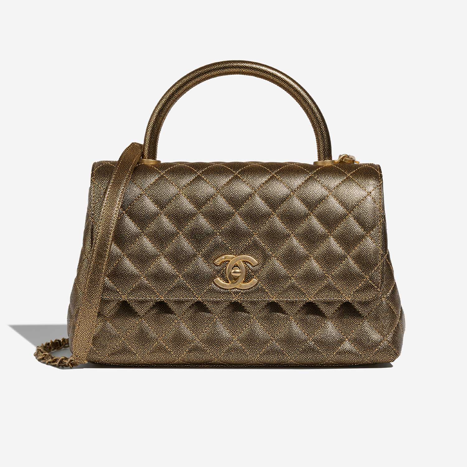 Chanel TimelessHandle Medium Gold-Black Front  | Sell your designer bag on Saclab.com