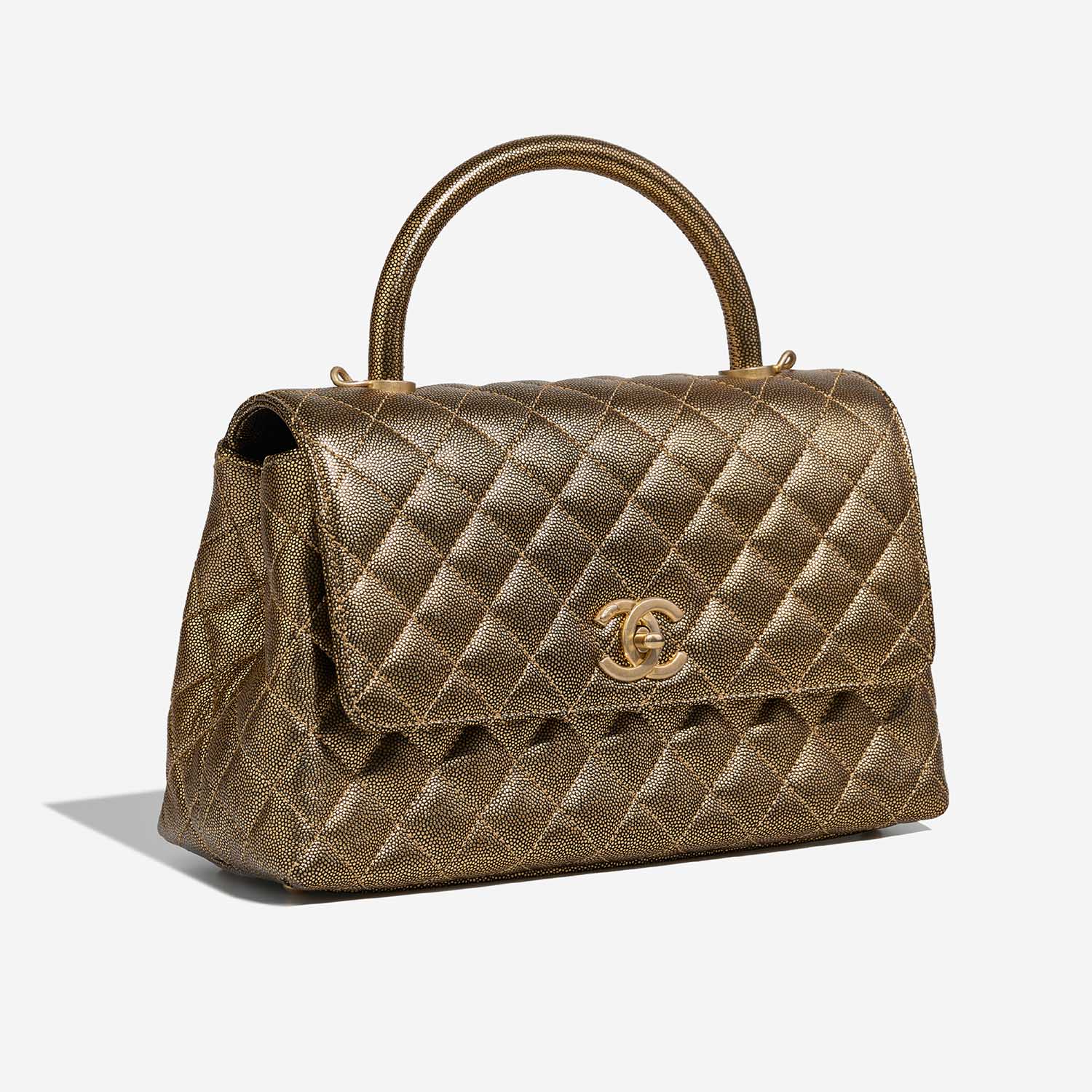Chanel TimelessHandle Medium Gold-Black Side Front  | Sell your designer bag on Saclab.com
