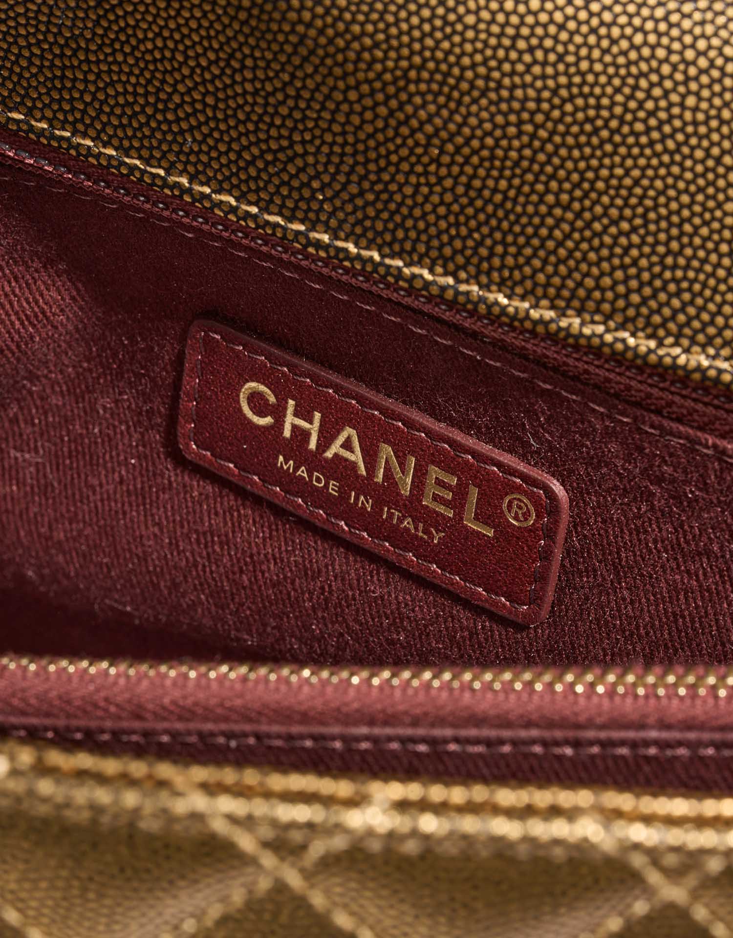 Chanel TimelessHandle Medium Gold-Black Logo  | Sell your designer bag on Saclab.com